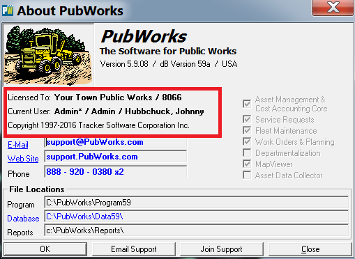 pubworks user information